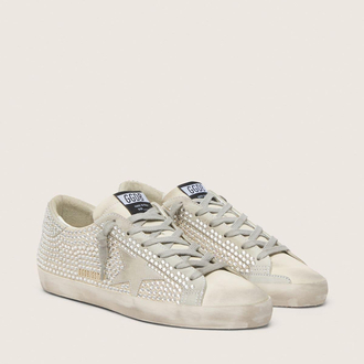 Golden Goose Super-Star in nubuck with Swarovski crystals and ice-gray suede star