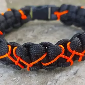 Siyah & Turuncu Çapraz Paracord Bileklik