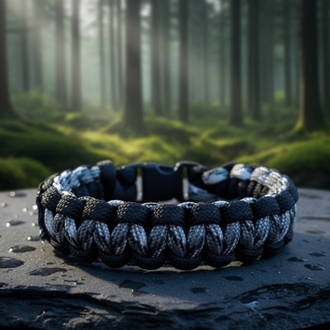 Siyah Kırçıllı & Siyah Paracord Bileklik