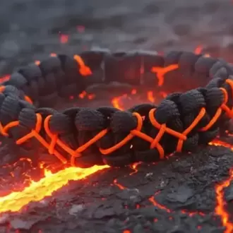 Siyah & Turuncu Çapraz Paracord Bileklik