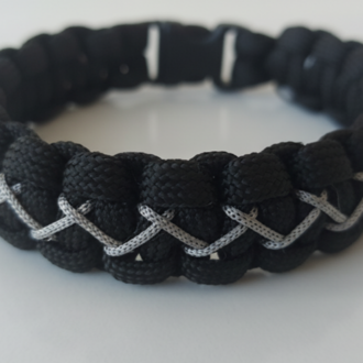 Siyah & Gri Çapraz Paracord Bileklik