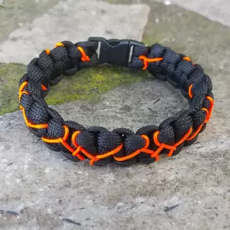 Siyah & Turuncu Çapraz Paracord Bileklik