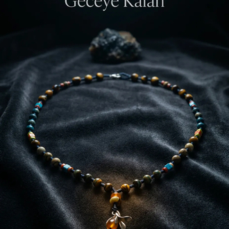 Tibet akiği&jasper&apatit&kaokabgözü kolye