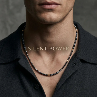 Obsidyen hematit kolye