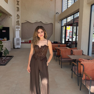 Kahve dantel güpürlü korse 