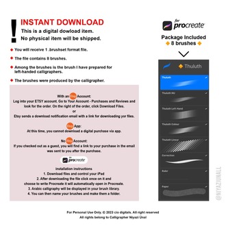 Procreate için Traditionalhand Arapça Kaligrafi Sülüt Paketi Fırçası