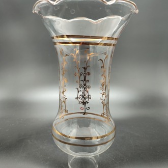 AVİZE LAMBA CAMI.ŞEFFAF,ALTIN YALDIZLI MOTİFLİ (E.14) ( Yuva çapı:4.00cm-h:20,50cm)