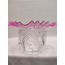 KIVIRCIK MASA LAMBASI CAMI. PEMBE- ŞEFFAF RENKTE.alt çapı:10,00cm-h:15,50cm.