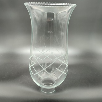 AVİZE LAMBA CAMI.BÜYÜK,ŞEFFAF DEKORLU (E.14) (Alt yuva çapı:4.50cm-h:24.00cm)Mum ampule göre.