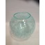 GLOB AVİZE CAMI .TURKUAZ MAVİ RENKLİ, ÇATLATILMIŞ DESENLİ (ÇAP: 15.00cm- DUY YUVASI: 7.00cm)