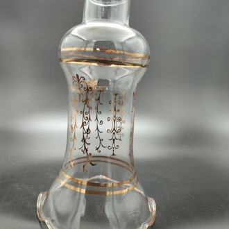 AVİZE LAMBA CAMI.ŞEFFAF,ALTIN YALDIZLI MOTİFLİ (E.14) ( Yuva çapı:4.00cm-h:20,50cm)