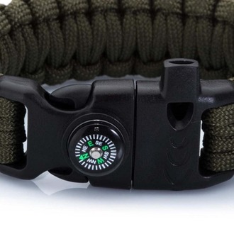 Paracord Bileklik Siyah Pusula-Ateş Başlatıcı-Düdük