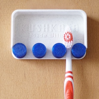 KushKafa Yapışkanlı Diş Fırçalık – Delmesiz Hava Alan Duvar Tipi Banyo Aksesuarı - BLUE
