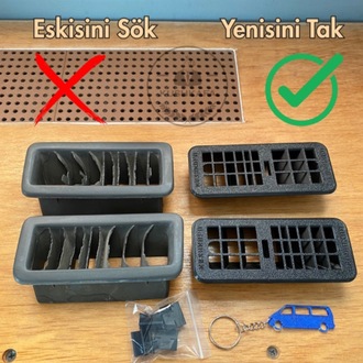 KushKafa Vw Transporter T4 Ön Cam Buğu Izgarası Sağ Sol Takım Kalorifer Menfezi ( 701819071 /