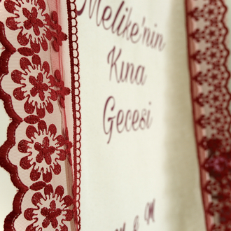Güpür Detaylı Kanvas Karşılama Panosu
