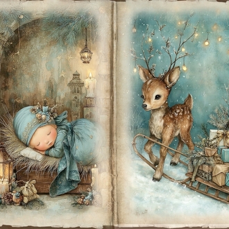 sevimli mavi scrapbook