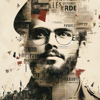newspaper collage portrait