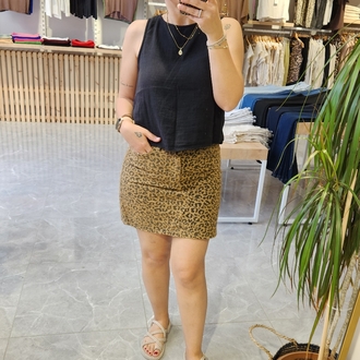 Leopar mini etek 