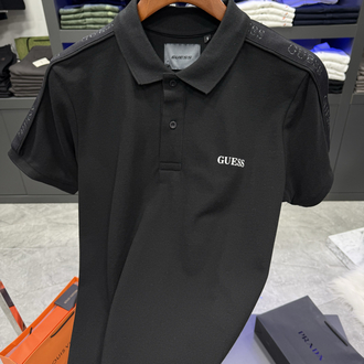Guess Omuz Detaylı Premium Polo Yaka -Siyah