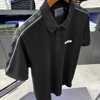 Guess Omuz Baskılı Premium Polo Yaka Siyah