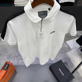 Guess Omuz Detaylı Premium Polo Yaka -Beyaz