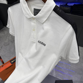Guess Omuz Detaylı Premium Polo Yaka -Beyaz