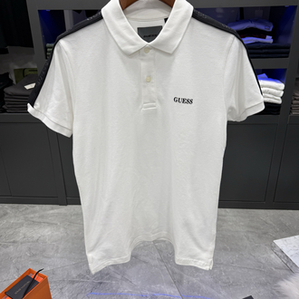 Guess Omuz Detaylı Premium Polo Yaka -Beyaz