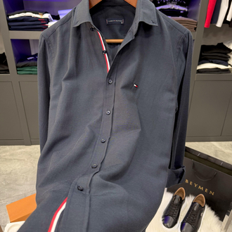 Tommy Hılfıger Slim Fit Lacivert Gömlek