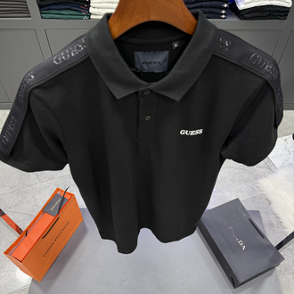 Guess Omuz Detaylı Premium Polo Yaka -Siyah