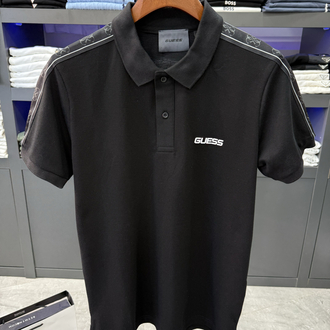 Guess Omuz Baskılı Premium Polo Yaka Siyah