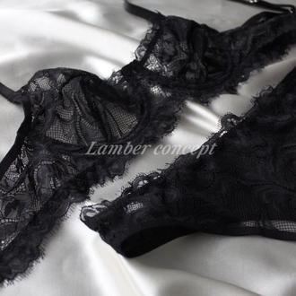 Black Lace Bra Set