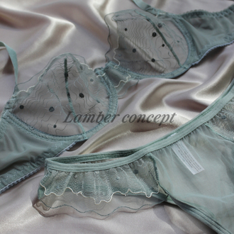Green Pearly Bra Set