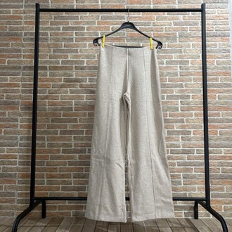 Taş Rengi Triko Geniş Paça Pantolon – Dikiş Detaylı