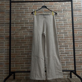 Taş Rengi Triko Geniş Paça Pantolon – Dikiş Detaylı