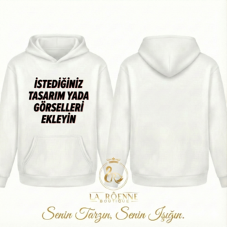 Kişiye Özel Baskı – Oversize Beyaz Hoodie / Sweatshirt