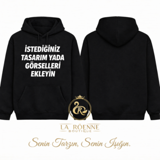 Kişiye Özel Baskı – Regular (Avrupa Kalıp) Siyah Hoodie / Kapüşonlu Sweatshirt