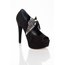 Gümüş Kanat Detaylı Yüksek Platform Süet Peep Toe