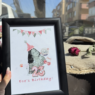 Kişiye Özel Doğum Günü Tablosu Model 3 
