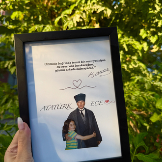 Kişiye Özel Sarılmalı Atatürk Tablosu 