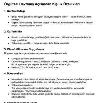 Endüstri ve Örgüt Psikolojisi Vize Notları