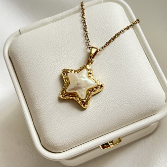 Gold Yıldız Model Çelik Kolye (45 cm)