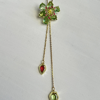 Swarovski Çiçek Model Asansörlü Çelik Kolye