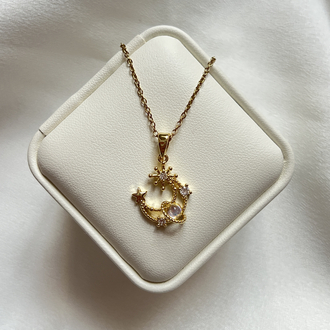 Gold Ay Model Çelik Kolye (45 cm)