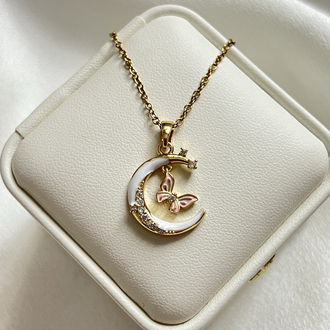 Gold Kelebek Model Çelik Kolye (45 cm)