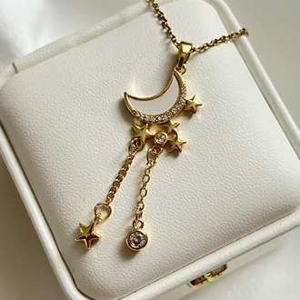Gold Ay Model Çelik Kolye (45 cm)