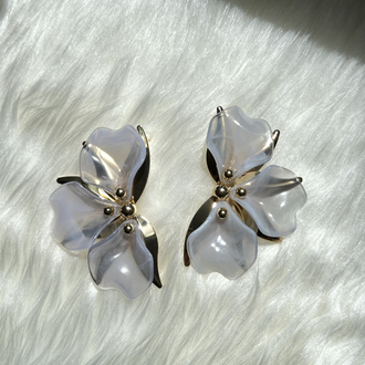 Gri Yaprak Model 6 Cm VIP Küpe