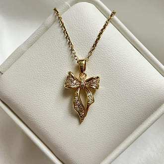 Gold Fiyonk Model Çelik Kolye (45 cm)