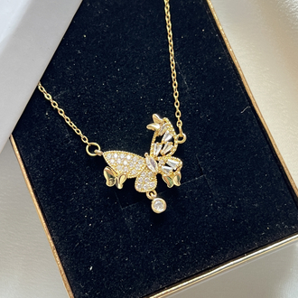 Gold Kelebek Model Çelik Kolye (45 cm)