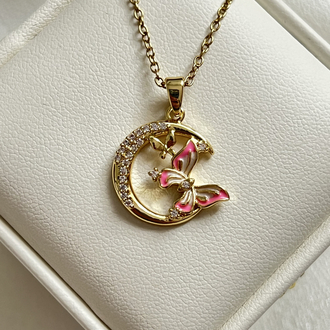 Gold Kelebek Model Çelik Kolye (45 cm)