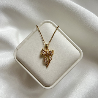 Gold Fiyonk Model Çelik Kolye (45 cm)